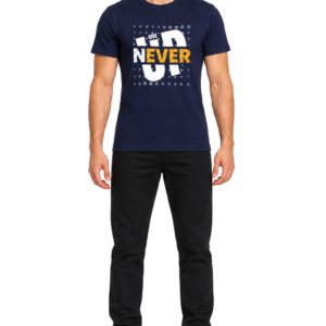 Never Give Up Navy Dotted Graphic Tee