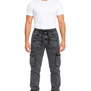 Urban Acid-Wash Grey Cargo Joggers