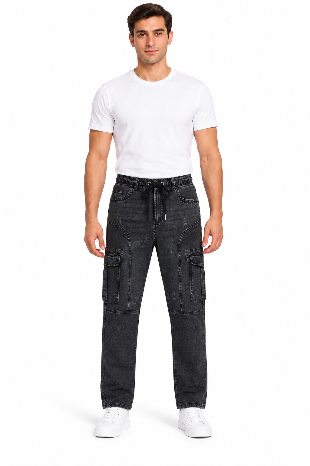 Utility Black Straight-Leg Cargo Pants