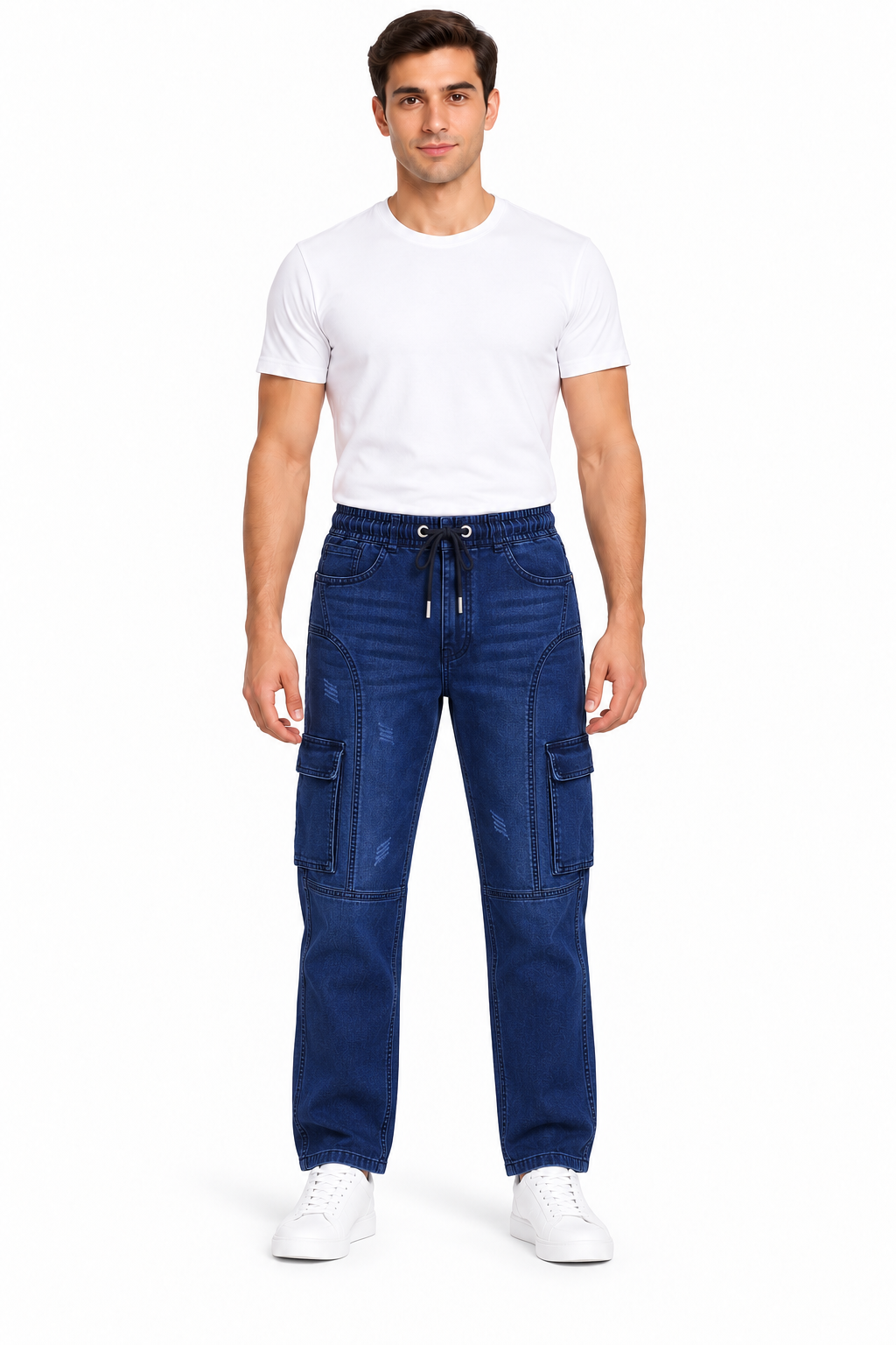 Utility Blue Straight-Leg Cargo Pants