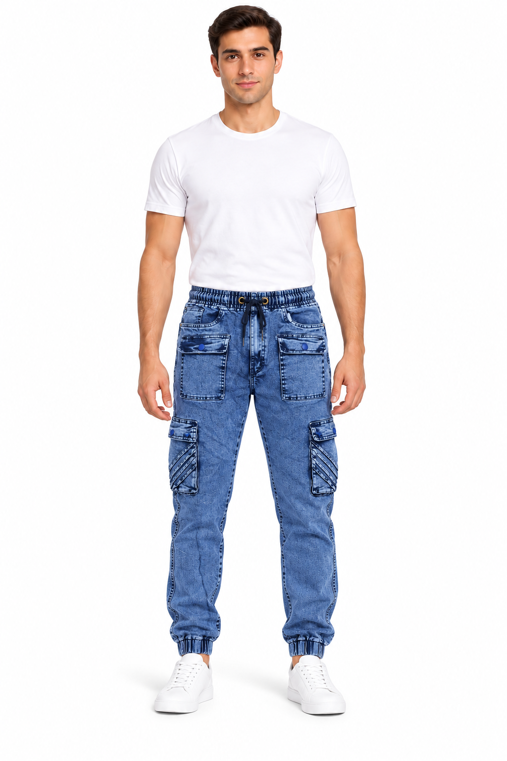 Urban Light Blue Cargo Joggers